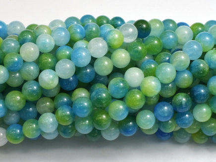 Jade - Green & Blue, 6mm Round-Rainbow Beads