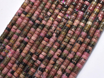 Rhodonite, Approx. 2x4mm, Heishi Disc-Rainbow Beads