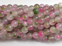 Jade - Pink & Green, 8mm Round-Rainbow Beads