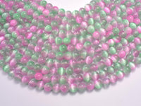 Selenite - Green & Purple, 8mm (8.5mm)-Rainbow Beads