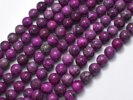 Gray Picture Jasper - Purple, 8mm (8.5mm)-Rainbow Beads