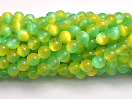 Selenite - Green & Yellow, 8mm (8.5mm)-Rainbow Beads