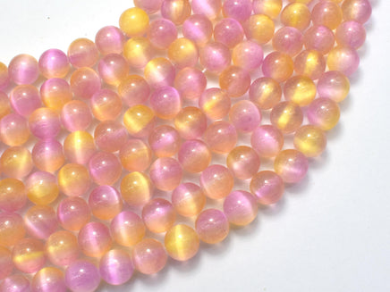 Selenite - Pink & Yellow, 8mm (8.5mm)-Rainbow Beads