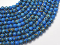 Howlite Turquoise - Blue with Gold Line, 6mm (6.4mm)-Rainbow Beads