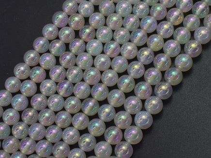 Mystic Coated White Agate, 8mm Round-Rainbow Beads