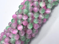 Selenite - Green & Purple, 8mm (8.5mm)-Rainbow Beads