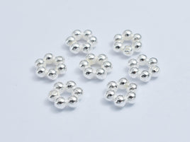 10pcs 925 Sterling Silver Spacers, 7.4mm Daisy Spacer