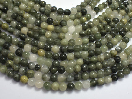 Green Line Quartz, 6mm Round Beads-Rainbow Beads