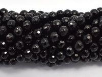 Black Onyx Beads, Faceted Round, 6mm-RainbowBeads