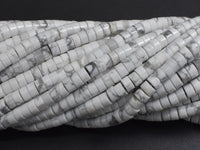 White Howlite, 2x4mm, Heishi Disc-Rainbow Beads