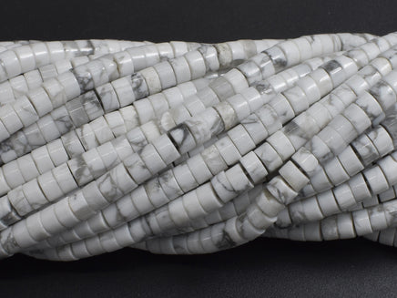 White Howlite, 2x4mm, Heishi Disc-Rainbow Beads