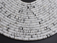 White Howlite, 2x4mm, Heishi Disc-Rainbow Beads