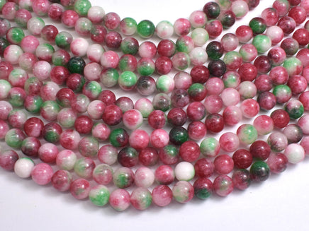 Jade - Red & Green, 8mm Round-Rainbow Beads