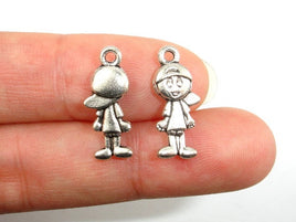 Boy Charms, Zinc Alloy, Antique Silver Tone, 8x19 mm, 20 pcs-Rainbow Beads