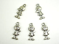 Boy Charms, Zinc Alloy, Antique Silver Tone, 8x19 mm, 20 pcs-Rainbow Beads