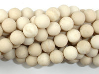 Matte White Fossil Jasper Beads, 10mm Round Beads-RainbowBeads