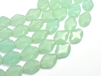 Glass-Green, 15x20mm Wavy Oval, 15.5 Inch-RainbowBeads