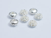 4pcs 925 Sterling Silver Beads, 6mm Flower