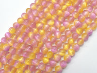 Selenite - Pink & Yellow, 6mm (6.5mm)-Rainbow Beads