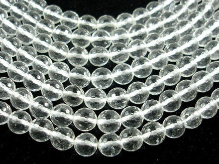 Clear Quartz Beads, 8mm Faceted Round Beads-RainbowBeads