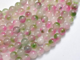 Jade - Pink & Green, 8mm Round-Rainbow Beads