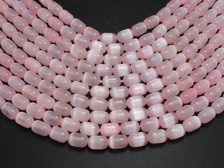 Selenite, Gypsum, Pink, 6x9mm Tube-Rainbow Beads