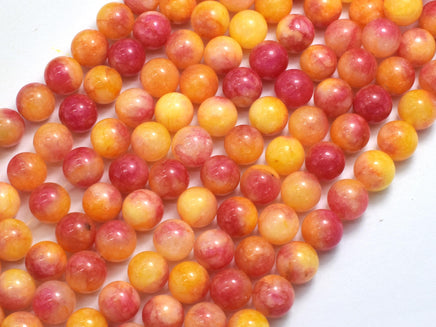 Jade - Yellow & Orange, 8mm Round-Rainbow Beads