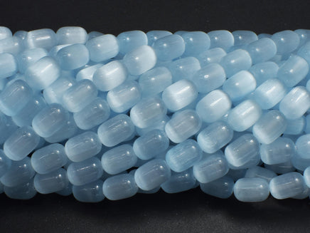 Selenite, Gypsum, Light Blue, 6x9mm Tube-Rainbow Beads