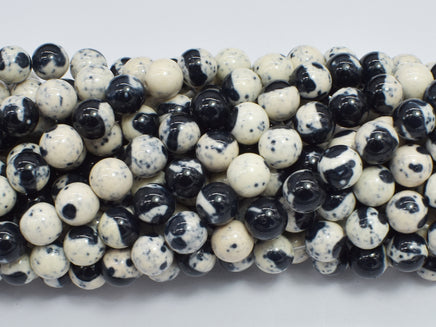 Rain Flower Stone Beads, Black, White, 8mm Round Beads-RainbowBeads