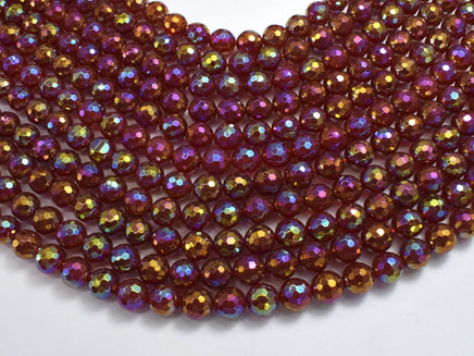 Mystic Coated Carnelian, 8mm Faceted Round-Rainbow Beads