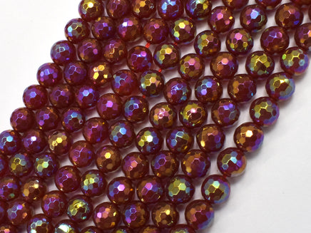 Mystic Coated Carnelian, 8mm Faceted Round-Rainbow Beads