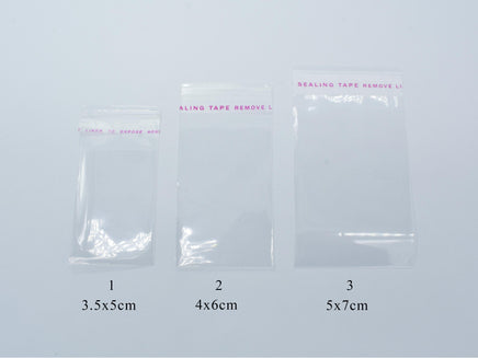 100pcs Clear Self Adhesive Seal Plastic Bags, Transparent Resealable Cellophane OPP Packing Poly Bags, 3.5x5cm, 4x6cm, 5x7cm-Rainbow Beads