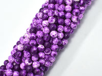 Rain Flower Stone, Purple, White, 6mm Round Beads-RainbowBeads