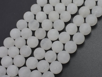 Matte White Jade 10mm Round Beads-RainbowBeads