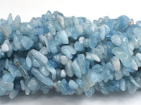Aquamarine, 4-10mm Chips Beads, 32 Inch