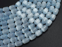 Selenite, Gypsum, Light Blue, 6x9mm Tube-Rainbow Beads