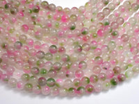 Jade - Pink & Green, 8mm Round-Rainbow Beads