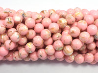 Shell Howlite-Pink, with Trochus Shell, 8mm (8.5mm)-Rainbow Beads