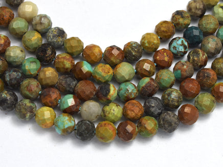 Natural Turquoise, 4mm Micro Faceted Round-RainbowBeads