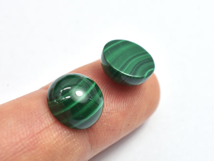 Genuine Malachite Cabochon, 10mm Coin, 1piece-RainbowBeads