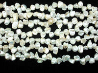 Fresh Water Pearl Beads, White with AB, Top drilled, Keshi
