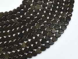 Golden Obsidian, 6mm Heart-Rainbow Beads