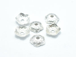 12pcs 5.6mm 925 Sterling Silver Bead Caps, 5.6x1.6mm Flower Bead Caps