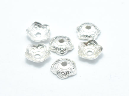12pcs 5.6mm 925 Sterling Silver Bead Caps, 5.6x1.6mm Flower Bead Caps-RainbowBeads