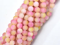 Matte Jade - Pink & Yellow, 6mm Round-Rainbow Beads