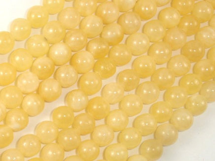 Yellow Jade Beads, Round, 8mm (8.5mm)-RainbowBeads