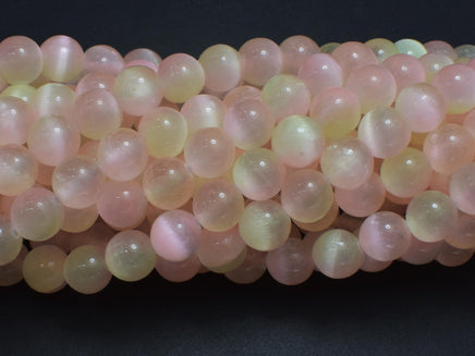 Selenite - Peach & Yellow, 8mm (8.5mm)-Rainbow Beads