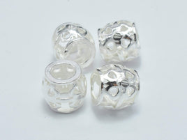 2pcs 925 Sterling Silver Beads, Filigree Drum Beads, Big Hole Spacer Beads, 7.6x7mm