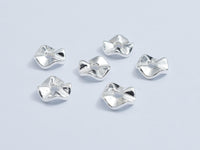 4pcs 925 Sterling Silver Beads, 7mm Wavy Coin