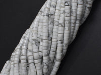 White Howlite, 2x4mm, Heishi Disc-Rainbow Beads